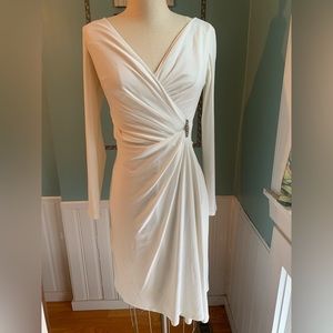 White long sleeve bodycon dress with jewel accent